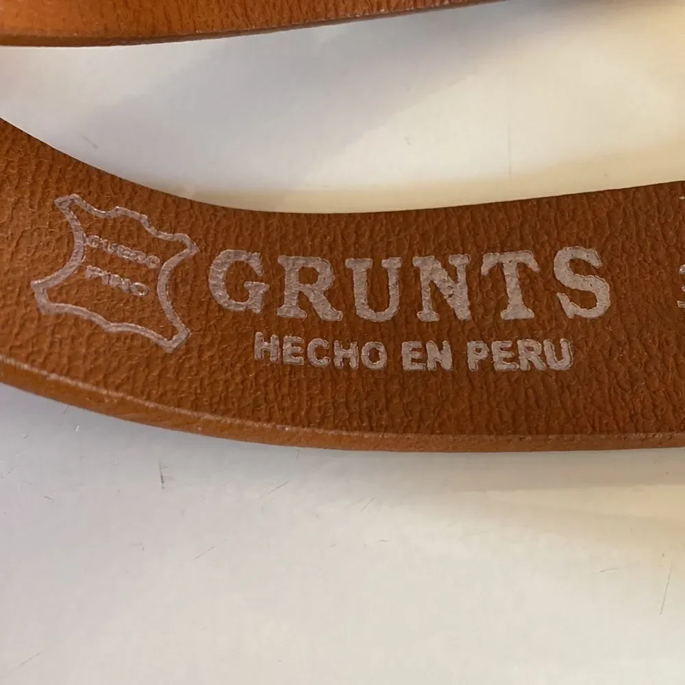 Nazca Lines Designs Men's Genuine Leather Cognac Belt